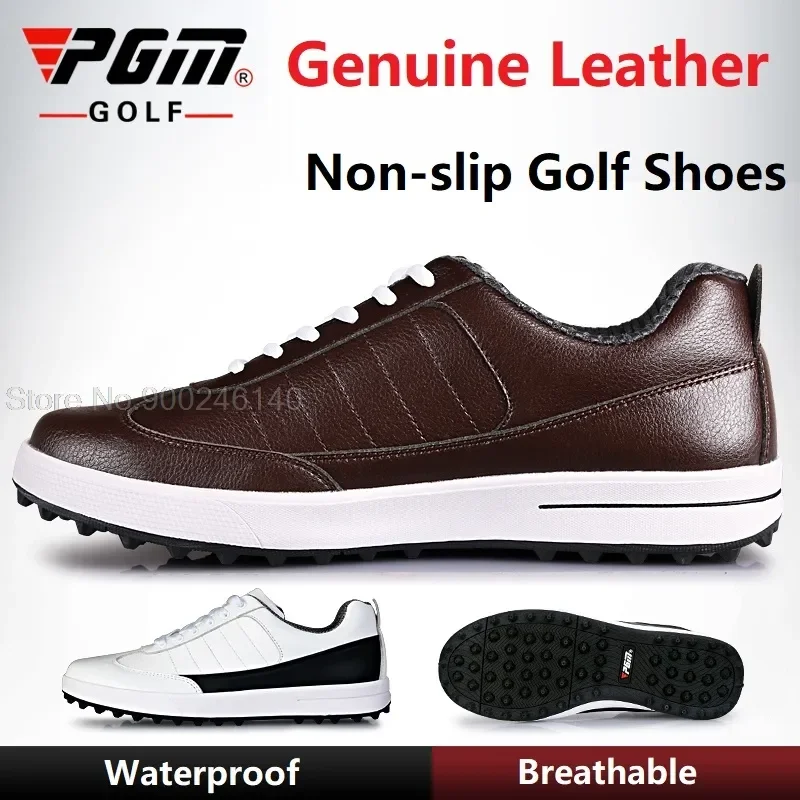 

Pgm Golf Shoes Men Sport Shoes Pgm Genuine Leather Waterproof Male Golf Sneaker Spikes Anti-Slip Shockproof Male Shoes 39-46