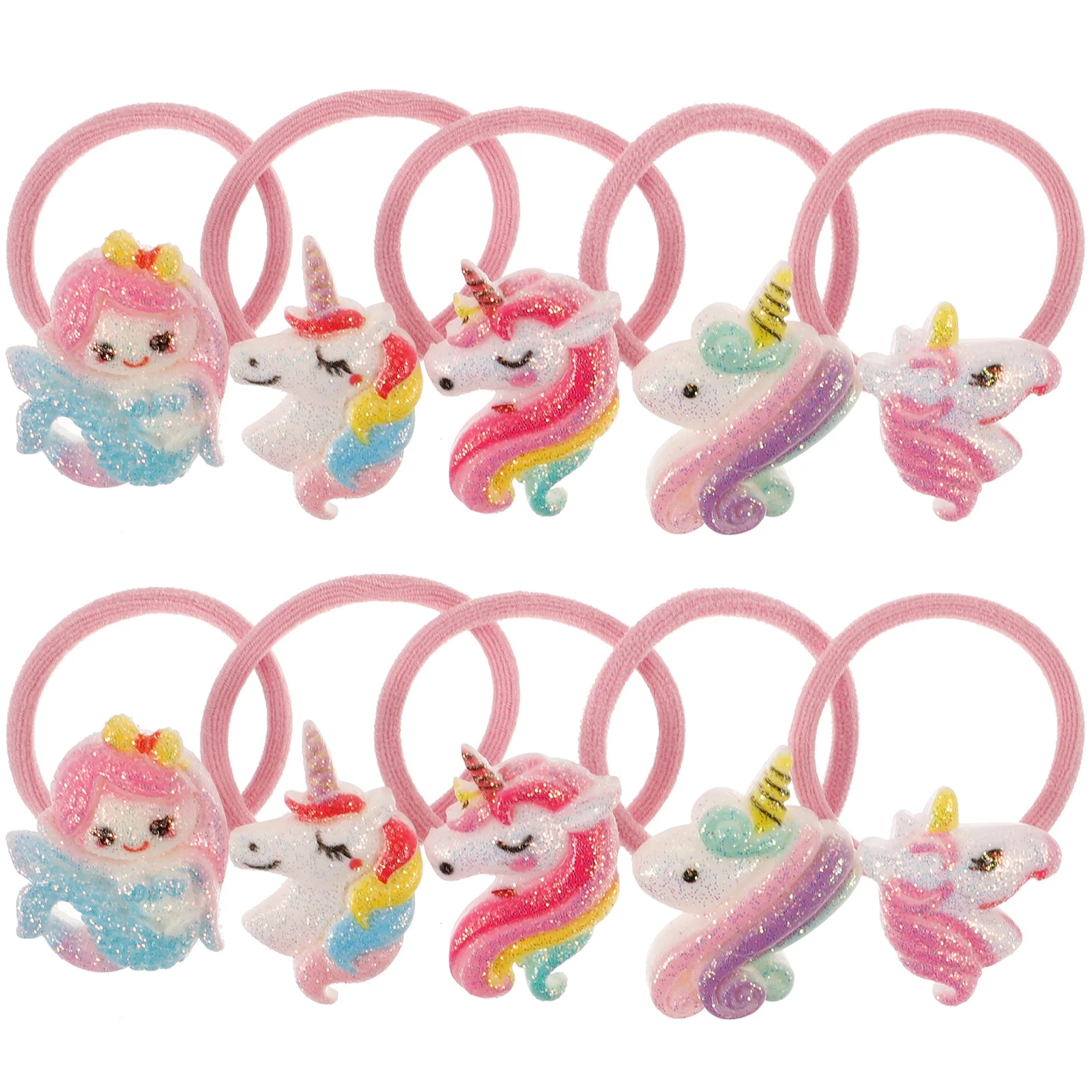 

5 Pairs Unicorn Hair Accessories Ponytail Clips Girls for Ties with Charms Holders Ring Miss