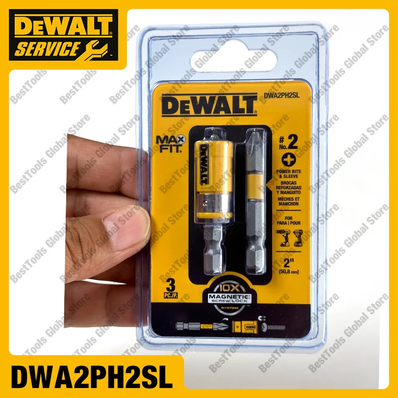 DEWALT DWA2PH2SL MAXFIT Screwdriver Bits 2'' PH2 Impact Driver Phillips Bit Set Pivoting Magnetic Sucker Dewalt Tool Accessories