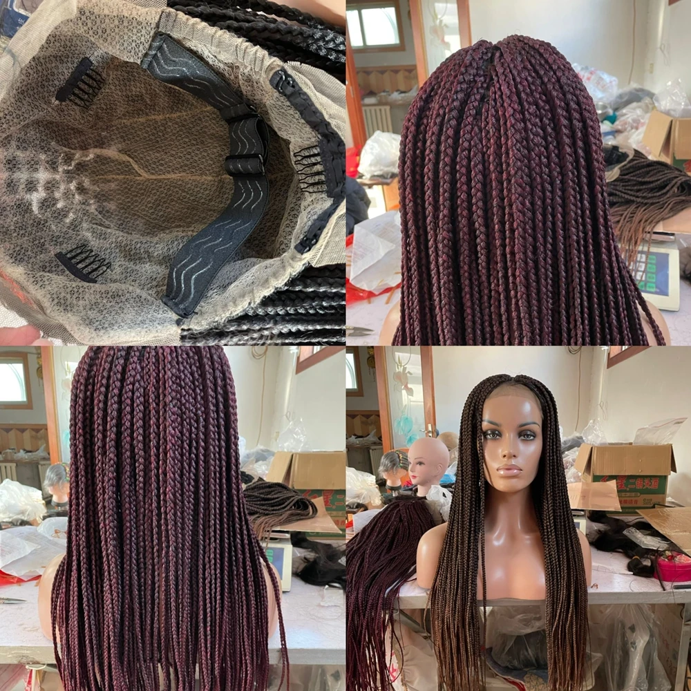 

Synthetic Full Lace Wig Braids Lace Wigs Long Hair African Box Braided Style With Baby Hair for Black Women