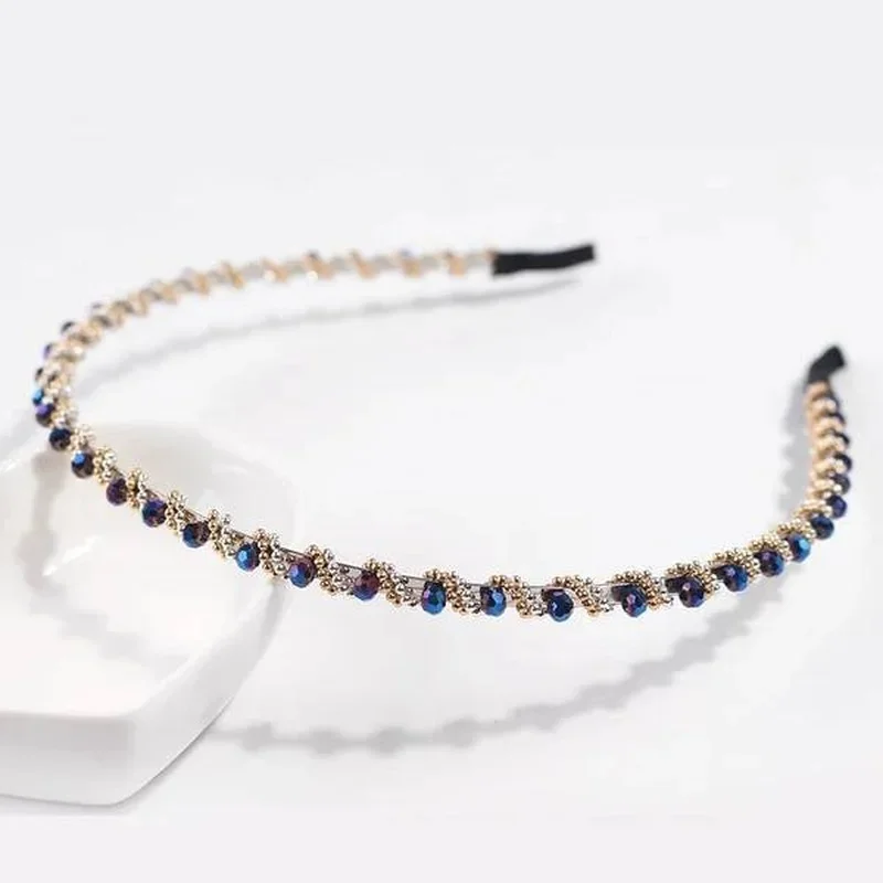 Luxury Thin Rhinestone Hairbands Bling Crystal No-slip HairBands for Women Girls Bezel Hair Hoops Ladies Aldult Hair Accessories