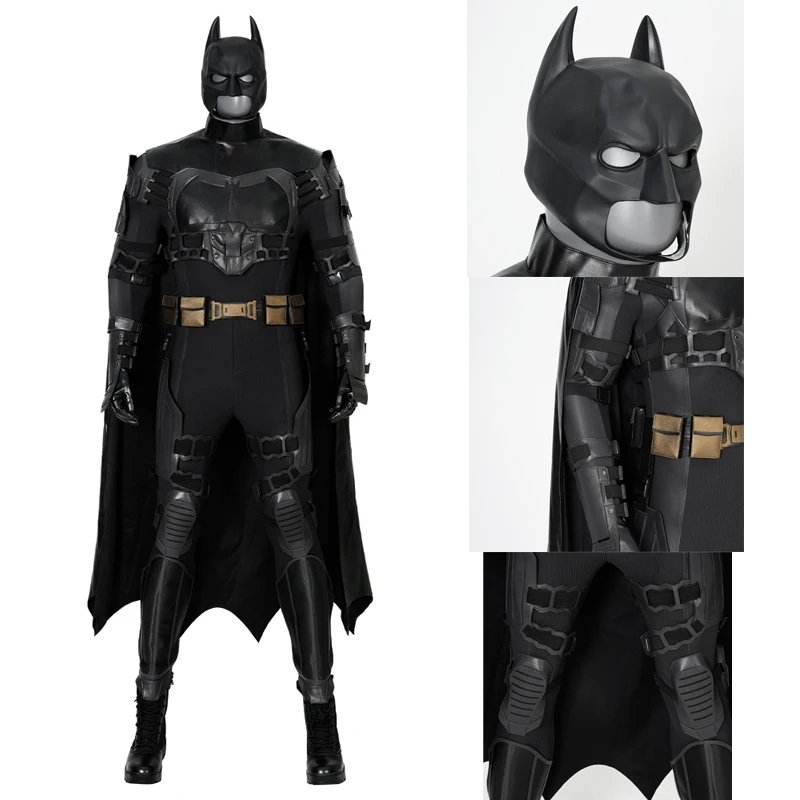 

New Arrival The Bat Wayne Cosplay Costume Halloween Carnival Party Bruce Superhero Jumpsuit Cape Mask Vest High Quality Suit