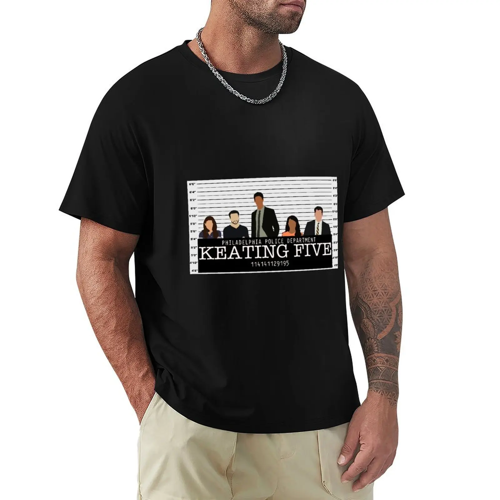 

Футболка Keating Five Mugshot, роскошные дизайнерские черные таможенные мужские футболки, пакет