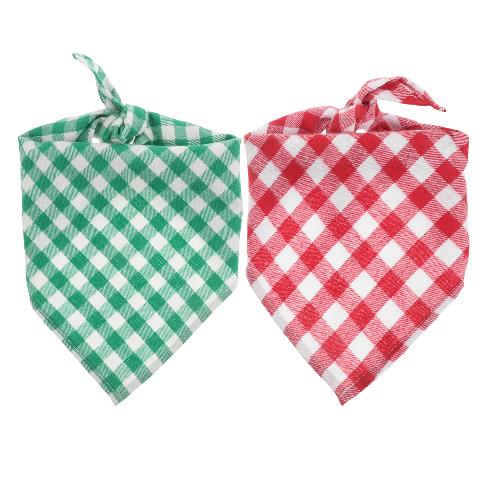 

2Pcs Pet Drool Bib Triangle Bandanas Plaid Design for Small Dogs Cats Puppy Scarf Lightweight Comfortable Washable Neckwear
