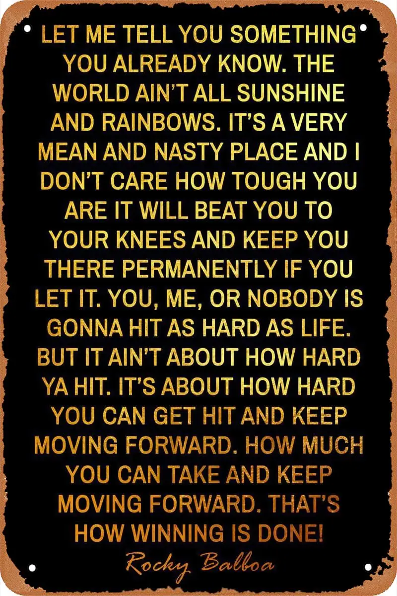 Póster de película motivacional con cita de Balboa, letrero de estaño Vintage para cafetería, Bar, gimnasio, Club, dormitorio, decoración artística de pared para el hogar, regalo inspirador para hombre