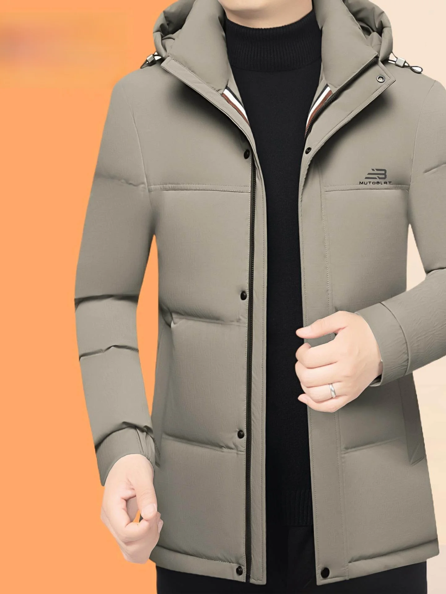 

Men's Long down Jaet Winter Thiened Slim Fit Hooded Du down Coat Ci Casual Sle Regular Thin Batwing Sve