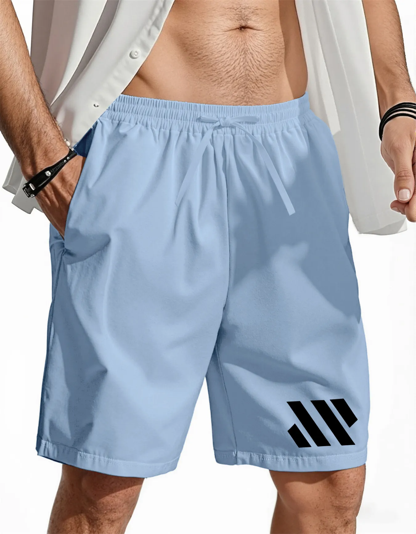 Men's Printed Cotton Linen Shorts Drawstring Elastic Waist Straight Leg Breathable Daily Beach Five Points Bermuda Shorts
