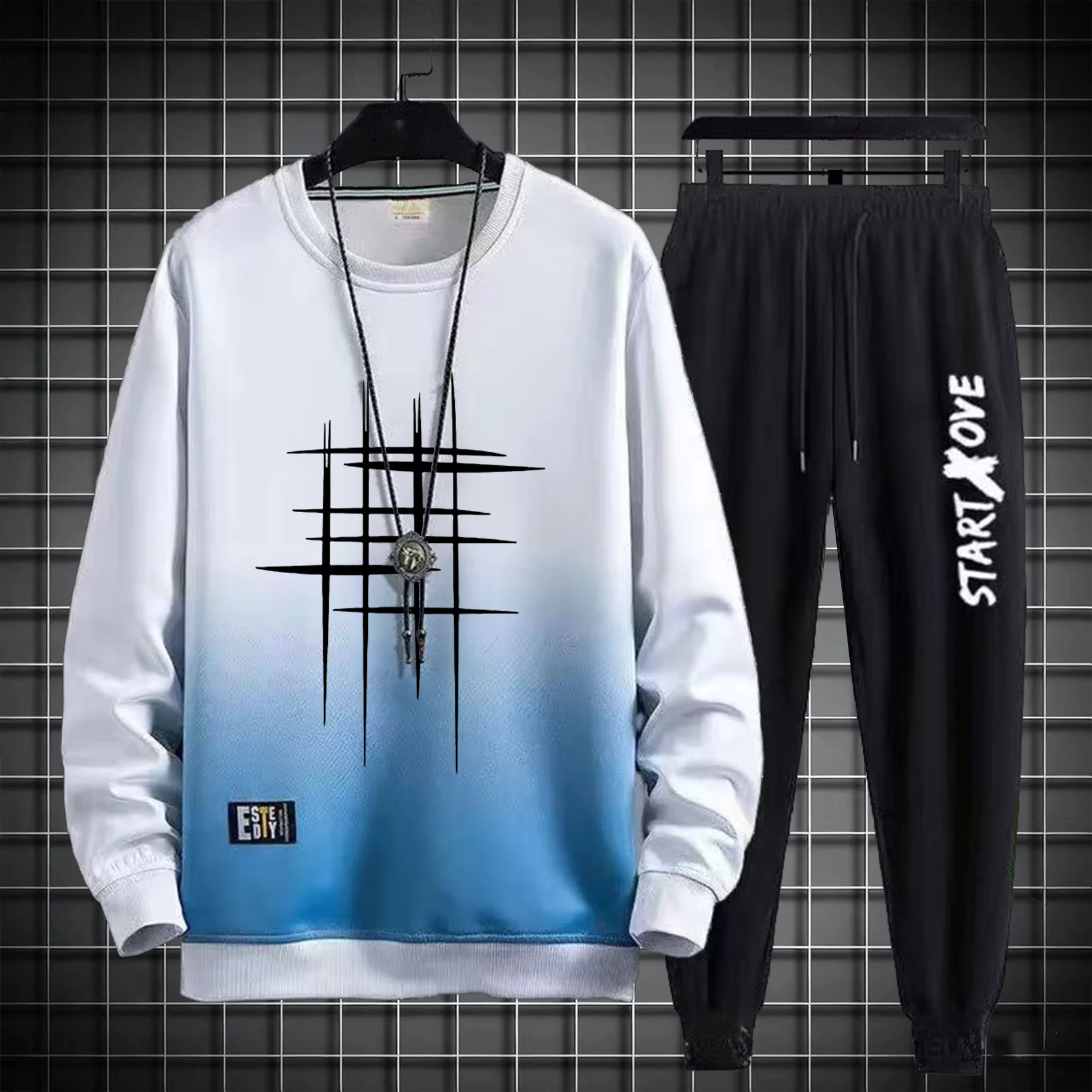 2025 ربيع الخريف الرجال الرياضة البلوز مجموعات هوديي طويلة الأكمام المطبوعة الجرافيك بلوزات 2 قطعة مجموعة رياضية رجل البدلة