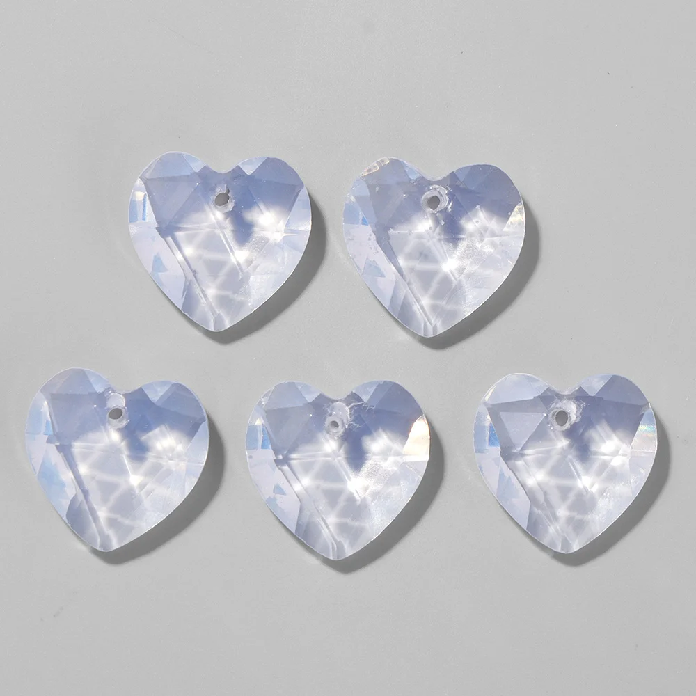 5Pcs Faceted Heart Shape Stone Pendants Tiger Eye Crystals Tourmaline Gems Pendant Charm for Jewelry Making Accessories 12-13mm