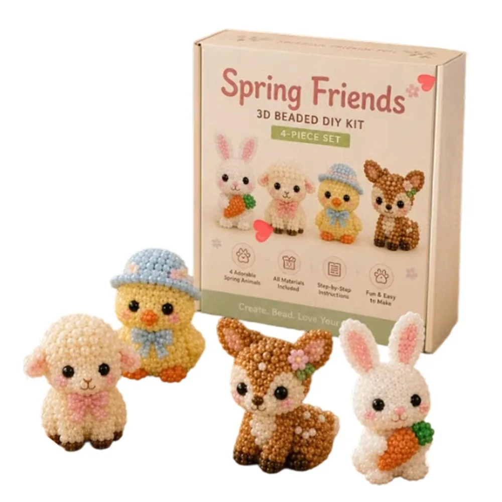 

4pcs New Creative 3D Animal Bead Kit Bead Craft Farm & Sea Animals Pets Beading Set Mini Size Animal Crafting Set DIY Activity