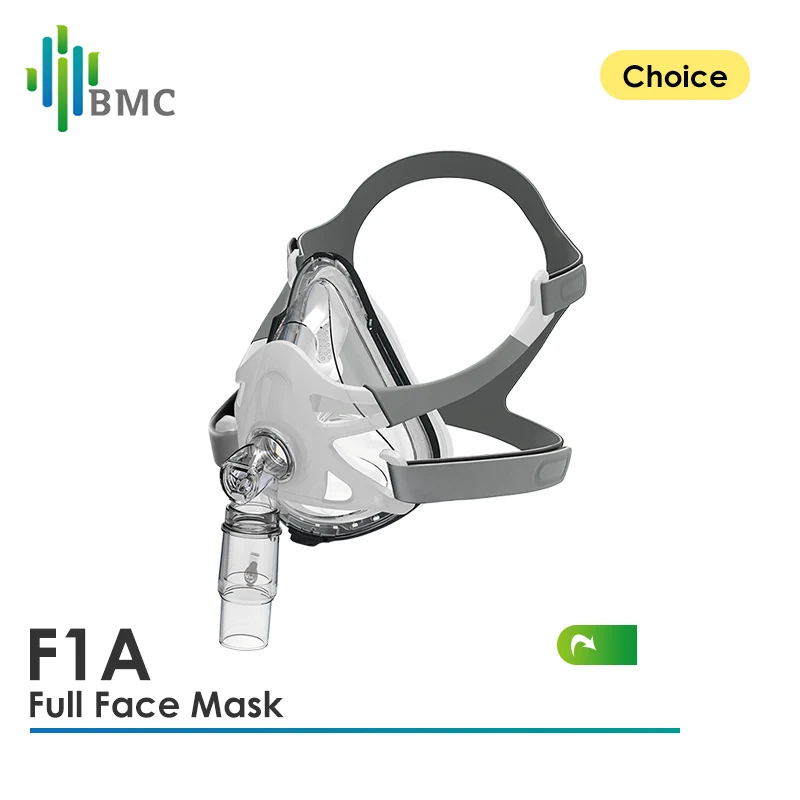 BMC CPAP F1A Full Face Mask With Adjustable Headgear 3 Size Cushions For Medical Air Breathing Machine Sleep Apnea Anti Snoring