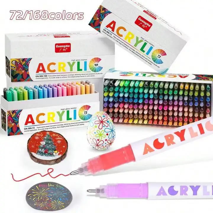 

Back-To-School Season & 72-Color/168-Color Gift Box Set of Linear High-Gloss Acrylic Gel Pens, Equipped with 1.0mm Hard Nib, High-Concentration Pigments, and Large-Capacity Water-Based Ink. Can Produce Three-Dimensional Painting Effects, Suitable for Pain