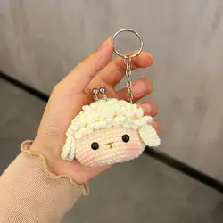 Porte-clés petit sac au crochet animal mignon, mini sac pour écouteurs, porte-clés, fabrication à la main, pendentif lapin Wecross, beurre de mouton ogo