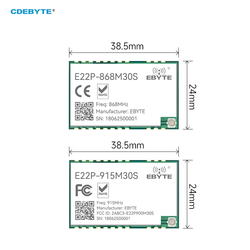 Modul Nirkabel Spektrum Penuh LoRa 868/915MHz SX1262 Seri CDEBYTE E22P Built-in PA+LNA+SWA 30dBm 12KM Perlindungan SPI ESD