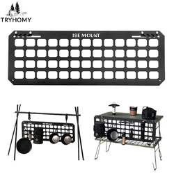 Outdoor 52-Hole Grid Table Side Hanging Board Snow Bowl Storage Rack Iron Hanging Rack Multifunctional  Camping Storage Shelf