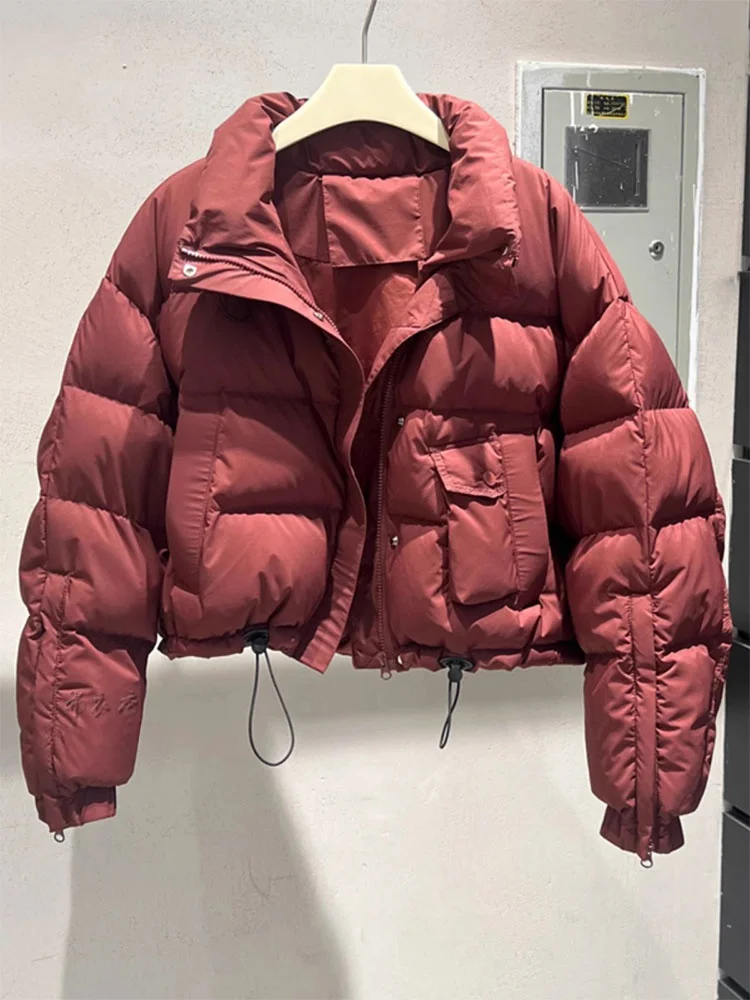 

American Sle Thiened down Cotton Jaet Women's Winter 2025 New Versatile High-End Loose Bread Sle ort Zipper Coat