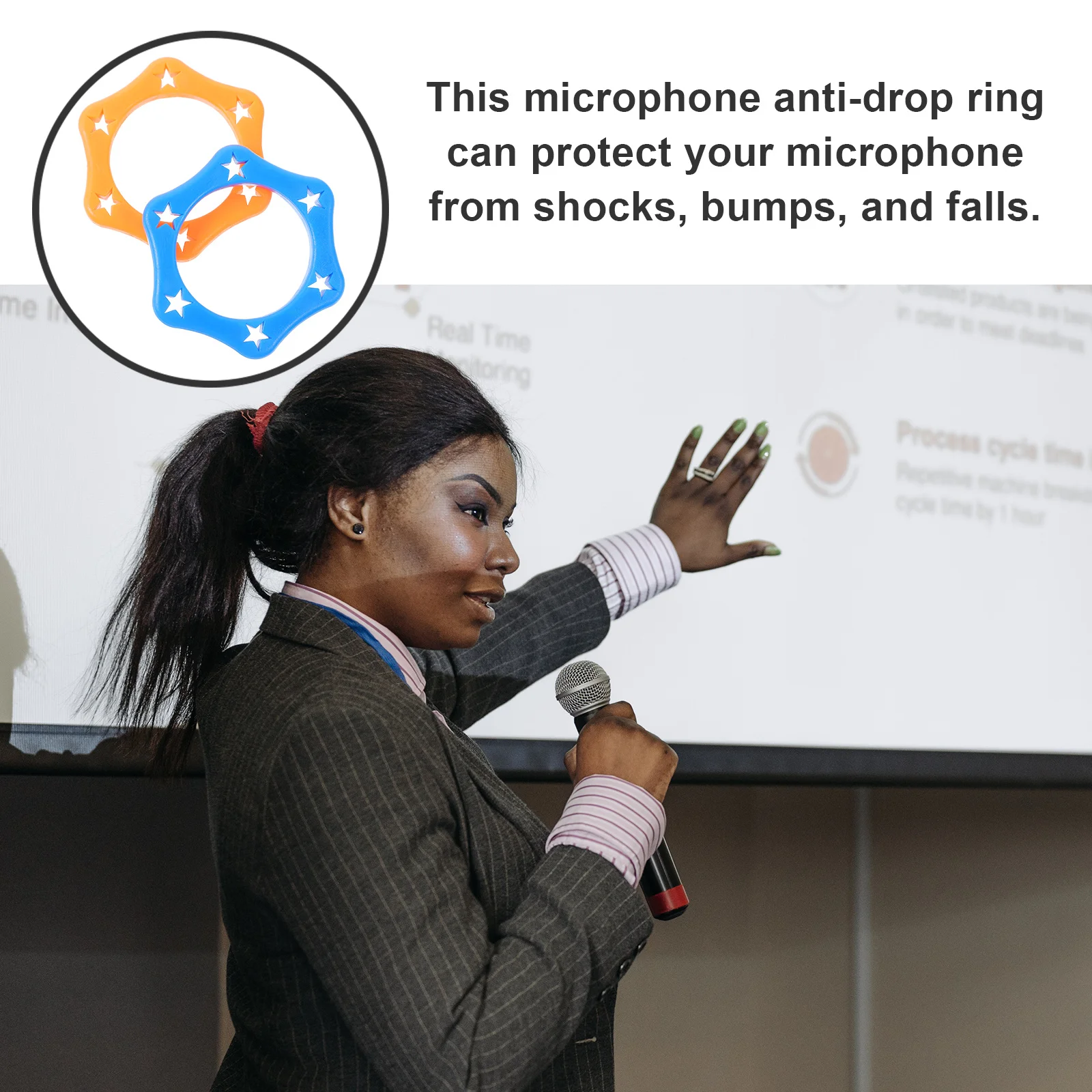 

6Pcs Mic Anti-Roll Rings Silicone Six-Corner Protection Shockproof Anti-Drop for Ktv Microphone Portable Accessories