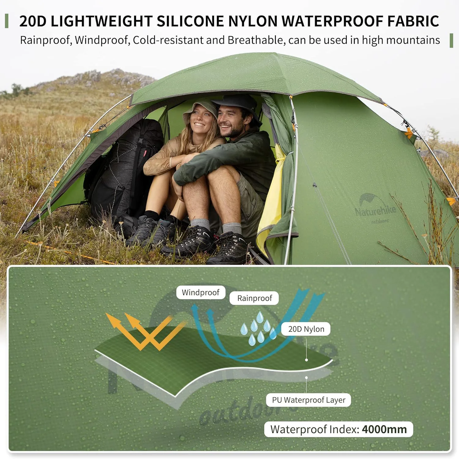 Naturehike Cloud Peak 2 Tent Ultralight Waterproof Camping Tent 4