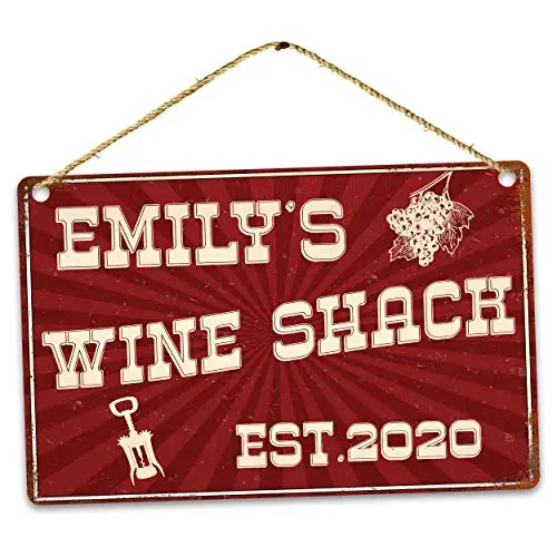 Personalised Vintage Name Wine Shack, Wall Poster Tin Sign Vintage BBQ Restaurant Dinner Room Cafe Shop Decor