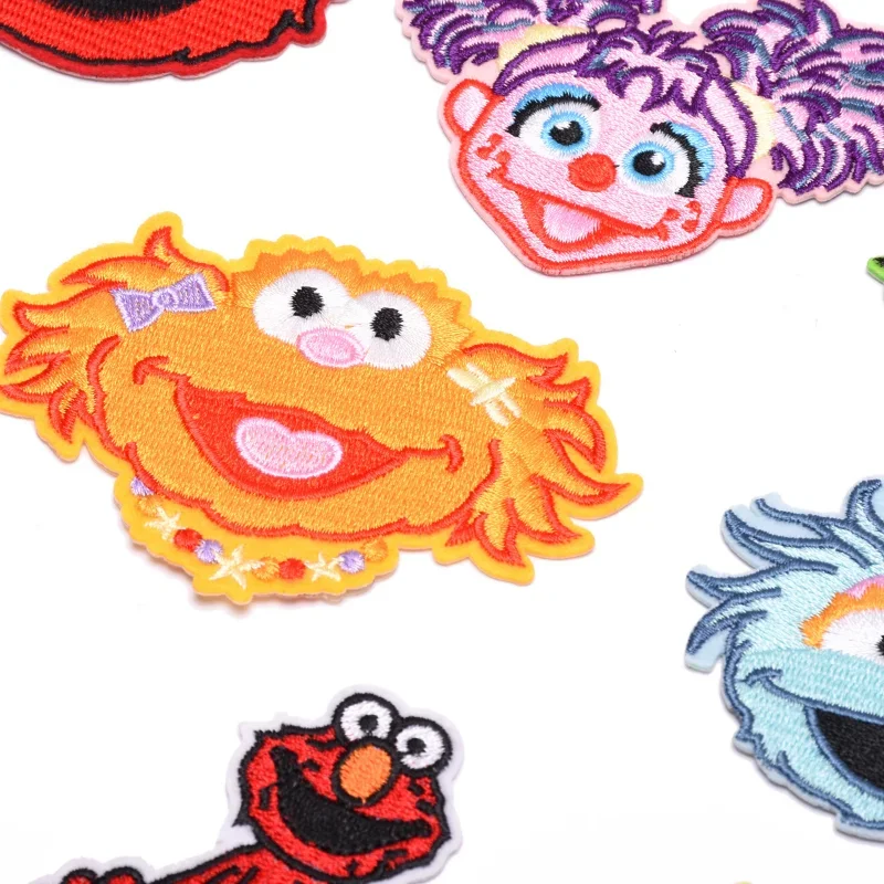 Anime Sesame Street Patches COOKIE MONSTER ELMO BIG BIRD Cartoon Iron On Patches Cheap Embroidered Patches For Kids Clothes