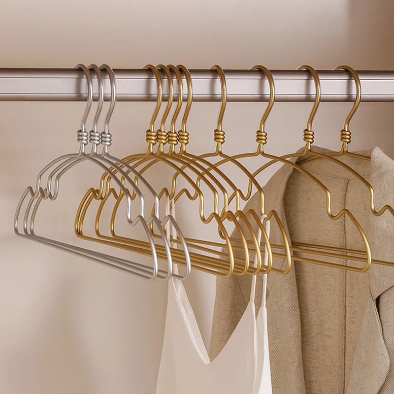 

10pcs Anti-slip Hanger Traceless Design Skirt Dress Drying Rack Aluminum Alloy Storage Hanger Wardrobe Coat Organizer Space Save