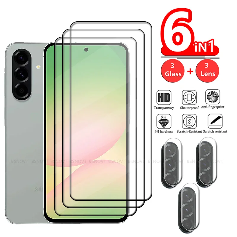 6-in-1 For Samsung A56 Glass Samsung Galaxy A56 Tempered Glass Full Cover Glue HD 9H Screen Protector Samsung A 56 A56 Len Glass
