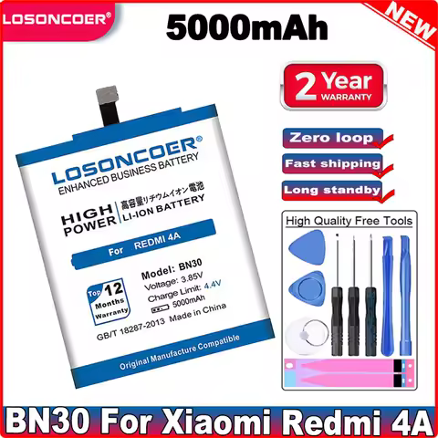 LOSONCOER 5000mAh BN30 Battery For Xiaomi Redmi 4A Battery 4A