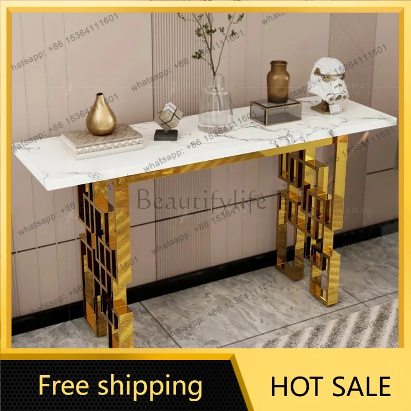 LS Light Luxury Marble Entrance Platform Stainless Steel Modern Simple Aisle End View Platform Club Entrance