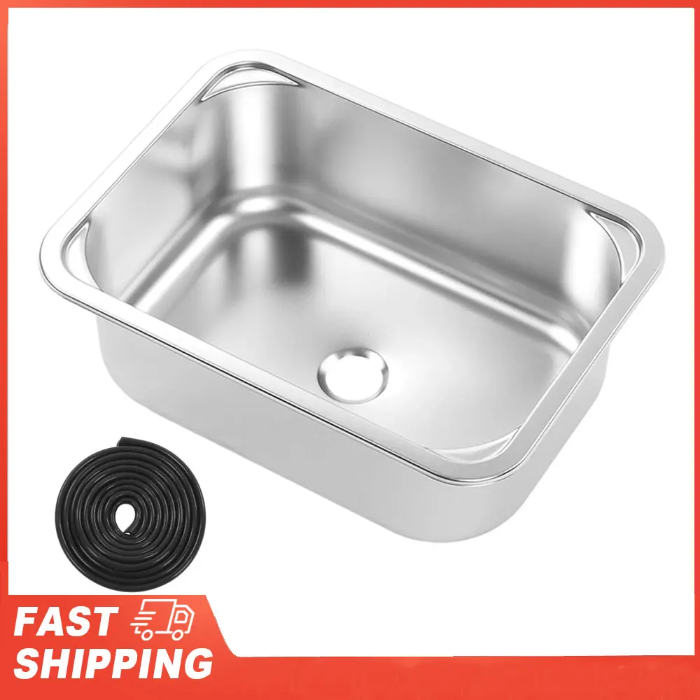 Pia quadrada para rv, 345x245x136mm, aço inoxidável 304, montagem embutida, lavatório de mão com dreno de 40mm para campista, van, iate, barco