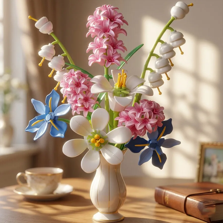 

Flower Bouquet Building Block Set Artificial Flower Bouquet DIY Botanical Brick Model Home Desk Decor Mothers Day Christmas Gift
