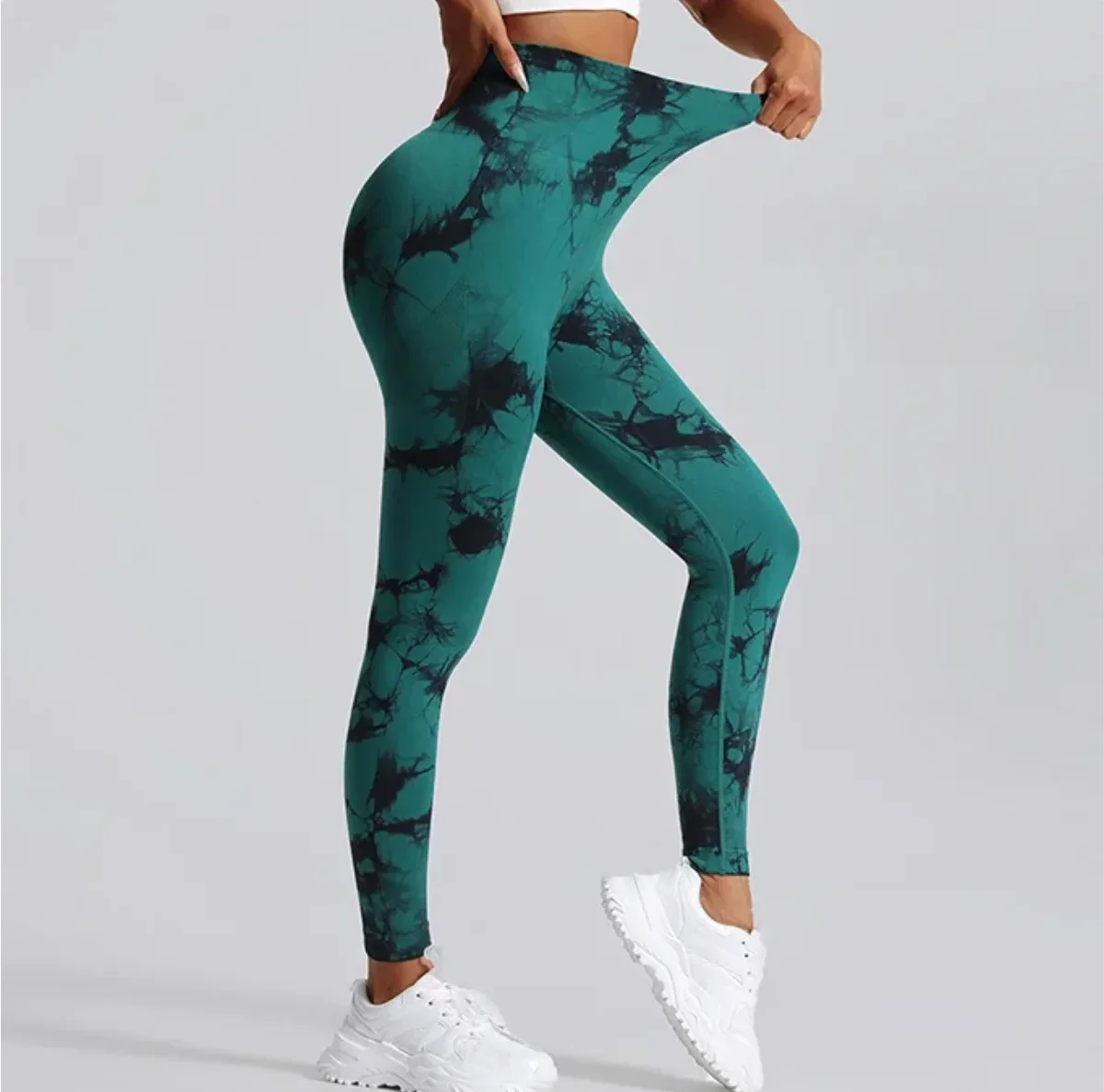 Women's Barely-There Tie-Dye Yoga Pants - High-Waisted, Butt-Lifting, Tight-Fitting Yoga Pants Suitable for Gym Workouts
