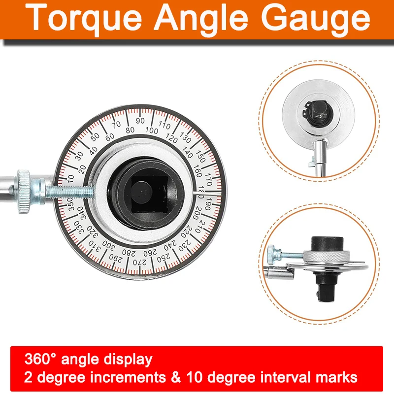 Ajustável Drive Torque Medidor Wrench Set, Medidor de ângulo, flexível Clip Arm, Profissional Ferramenta de Medida, 360 °, 1/2"