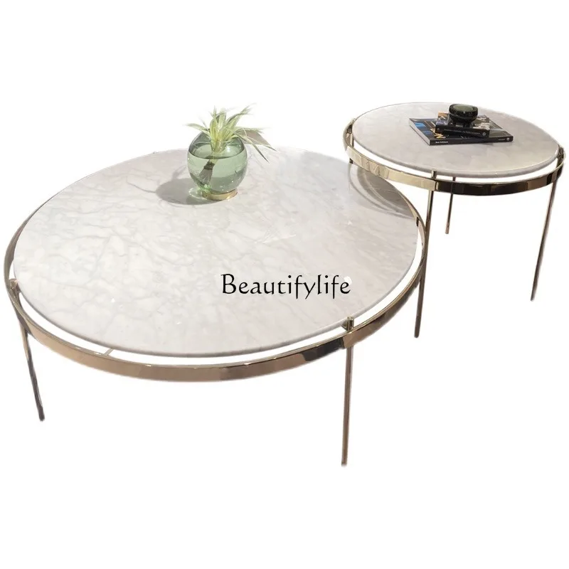 

Light luxury marble coffee table small apartment living room household tea table