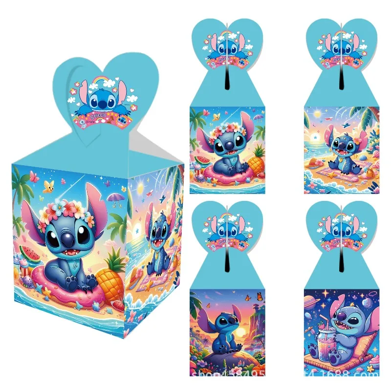 Cajas de Regalo para Fiestas de Stitch, 12 Cajas de Regalo, Cajas de Regalo con Diseño de Dibujos Animados para Fiestas de Cumpleaños, Baby Shower, Artículos para Fiestas con Temática Hawaiana