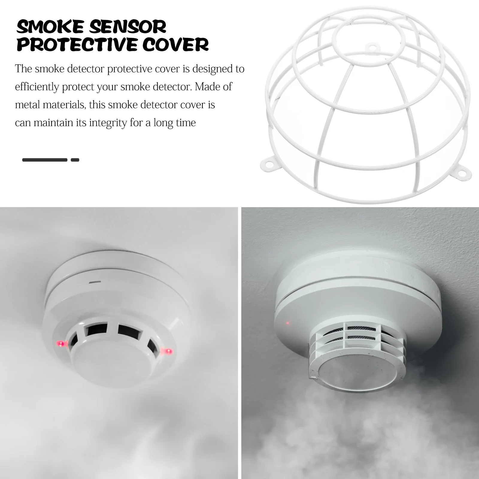 Protective Cover for Smoke Heavy Duty Metal Design Simple Setup Fire Alarm Cover for Indoor Use Guard