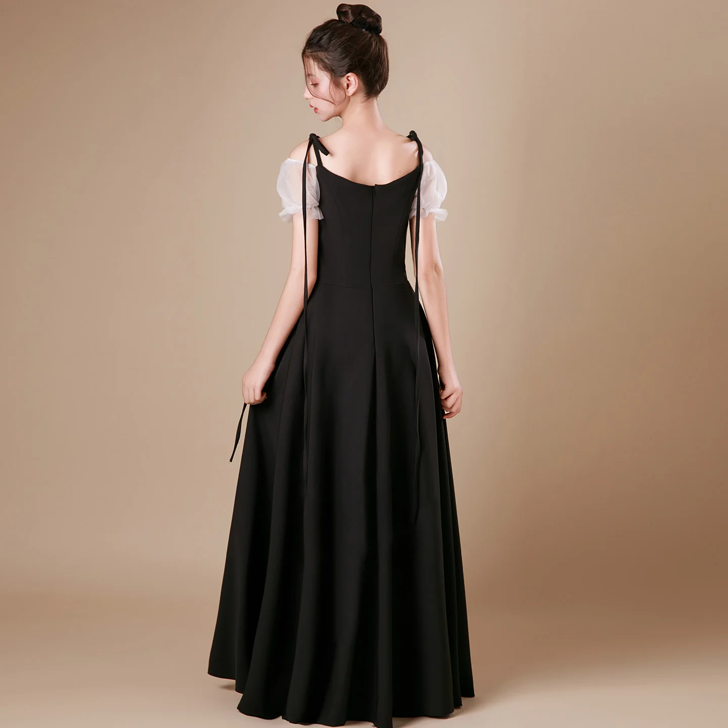 Girl's black graduation dress, teenage evening dress, festival dress, concert attire, flower girl dress, bridesmaid / Custom