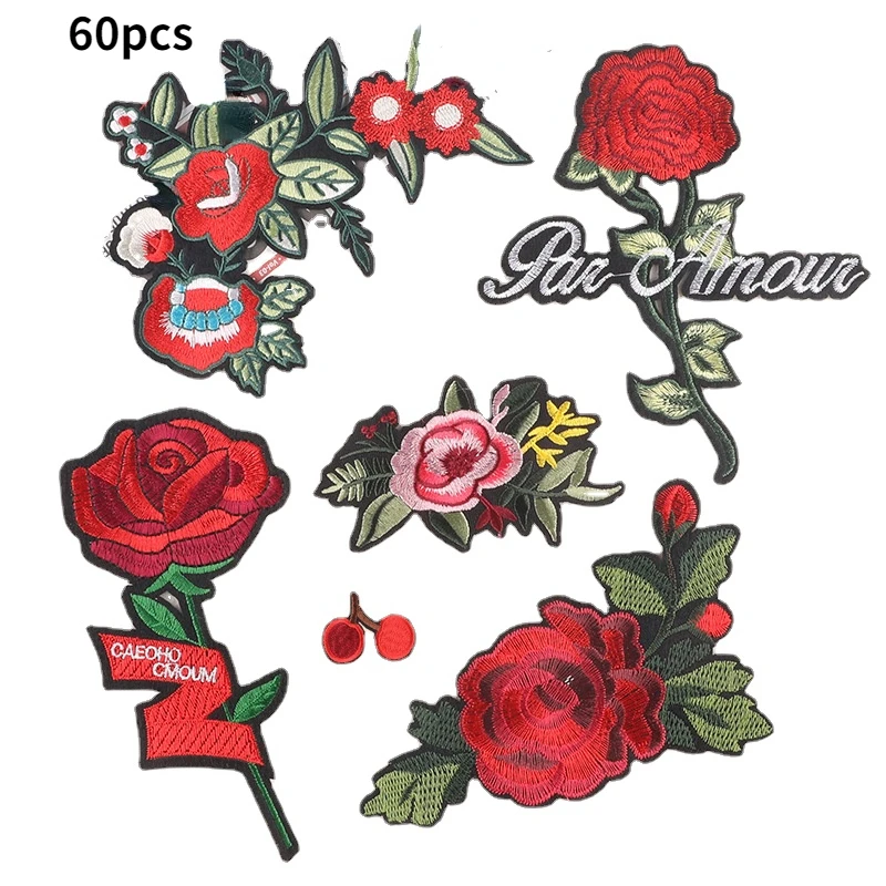 

30pcs/lot Large Luxury Rose Embroidery Patch Flower Letter Shirt Bag Clothing Decoration Accessory Craft Diy Applique