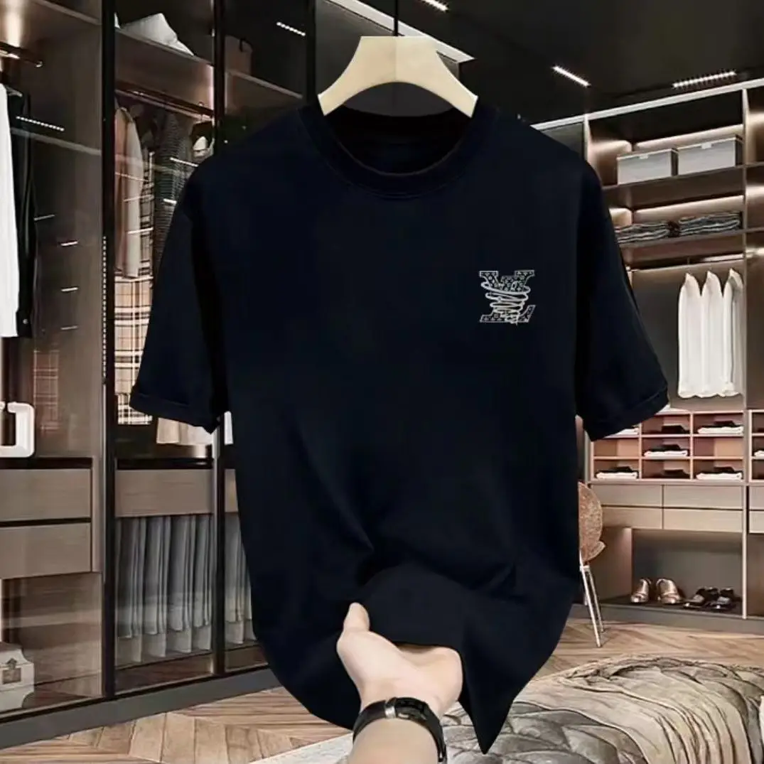 موضة جديدة حجم كبير رجالي الصيف جودة عالية موضة القطن طاقم الرقبة تي شيرت مطبوع الرجال تنوعا Ins فضفاض