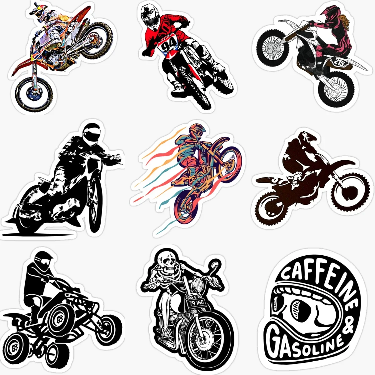 

Motorcycle Stunt Creative PVC Car Sticker for Decorate Car Bicycle Off-road Window Helmet Wall Decal Accessories