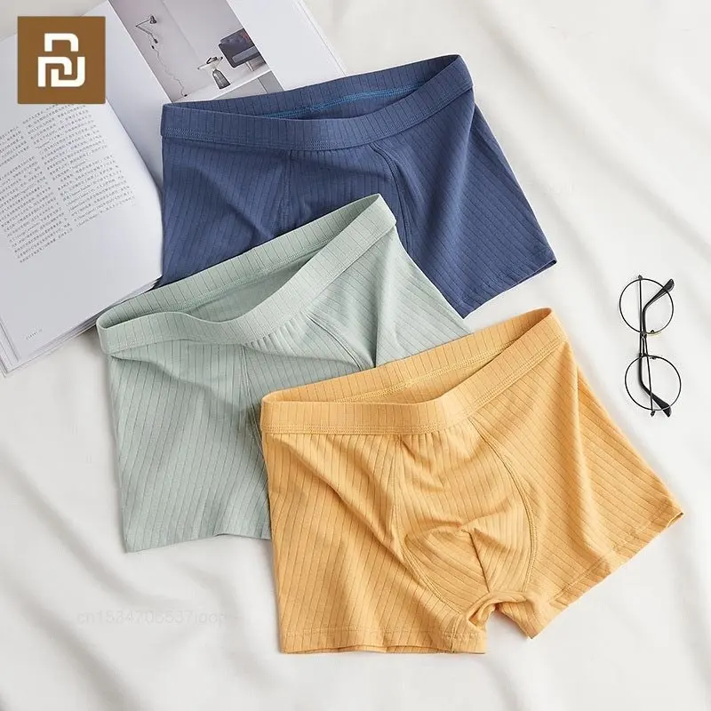 شاومي الرجال الملاكم السراويل الرجال الملاكم الملابس الداخلية لينة boxershort القطن مخطط السروال ثلاثية الأبعاد الحقيبة تنفس السراويل الذكور سر...