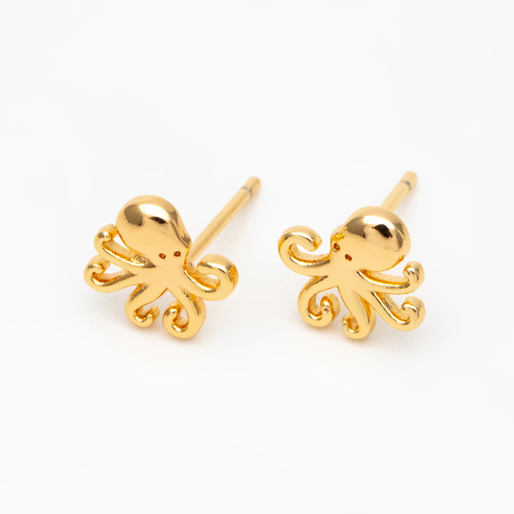 

10pcs Gold Octopus Earrings, Gold Plated Brass, Cute Ocean Stud Earrings For Jewelry Making Diy Accessories Supplies (GB-4077)