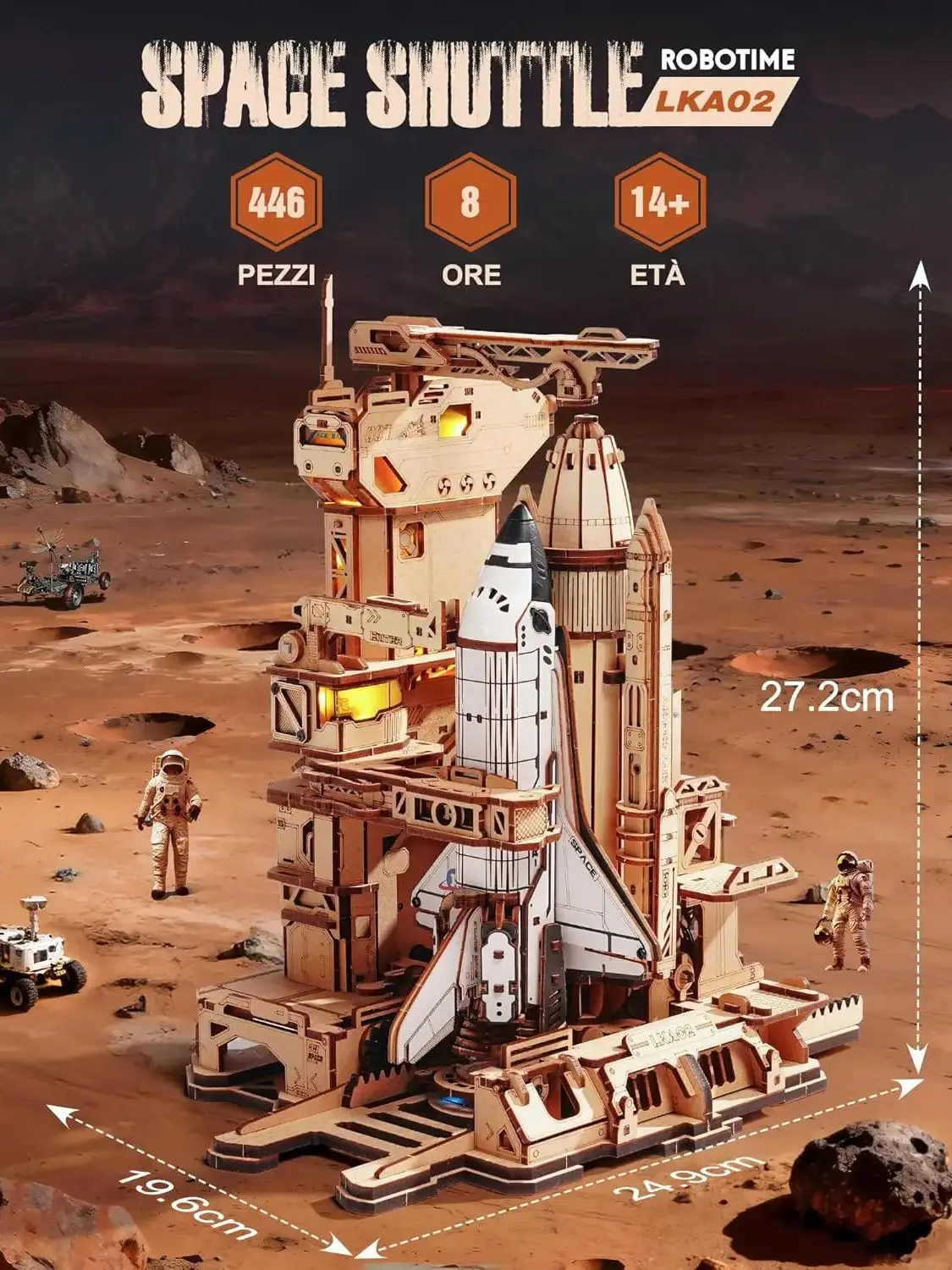 Robotime Rokr 3D-puzzels Space Shuttle Interactief doe-het-zelf bouwmodel met verlichting Vliegtuig Houten puzzels Bureaudecoratie voor Audlt - afbeelding 2