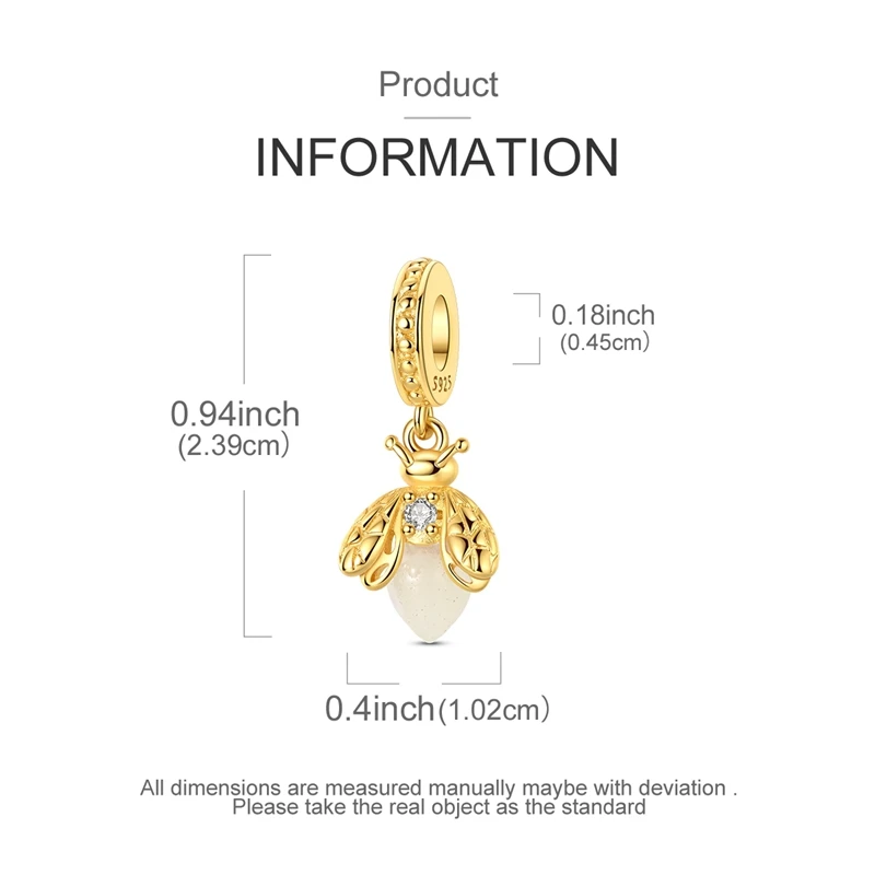 Im Dunkeln leuchtende Glühwürmchen 925 Silber Charms Feine Perlen passend für Original Damen 3mm Armband Halskette DIY Feiner Schmuck Geschenke Bestseller – Detail 1