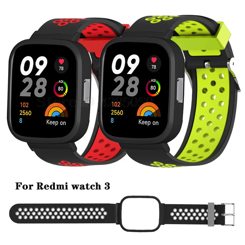 

Силиконовый ремешок + защитный чехол для Redmi Watch 3, браслет для Xiaomi Redmi Watch 3, аксессуары для смарт-часов