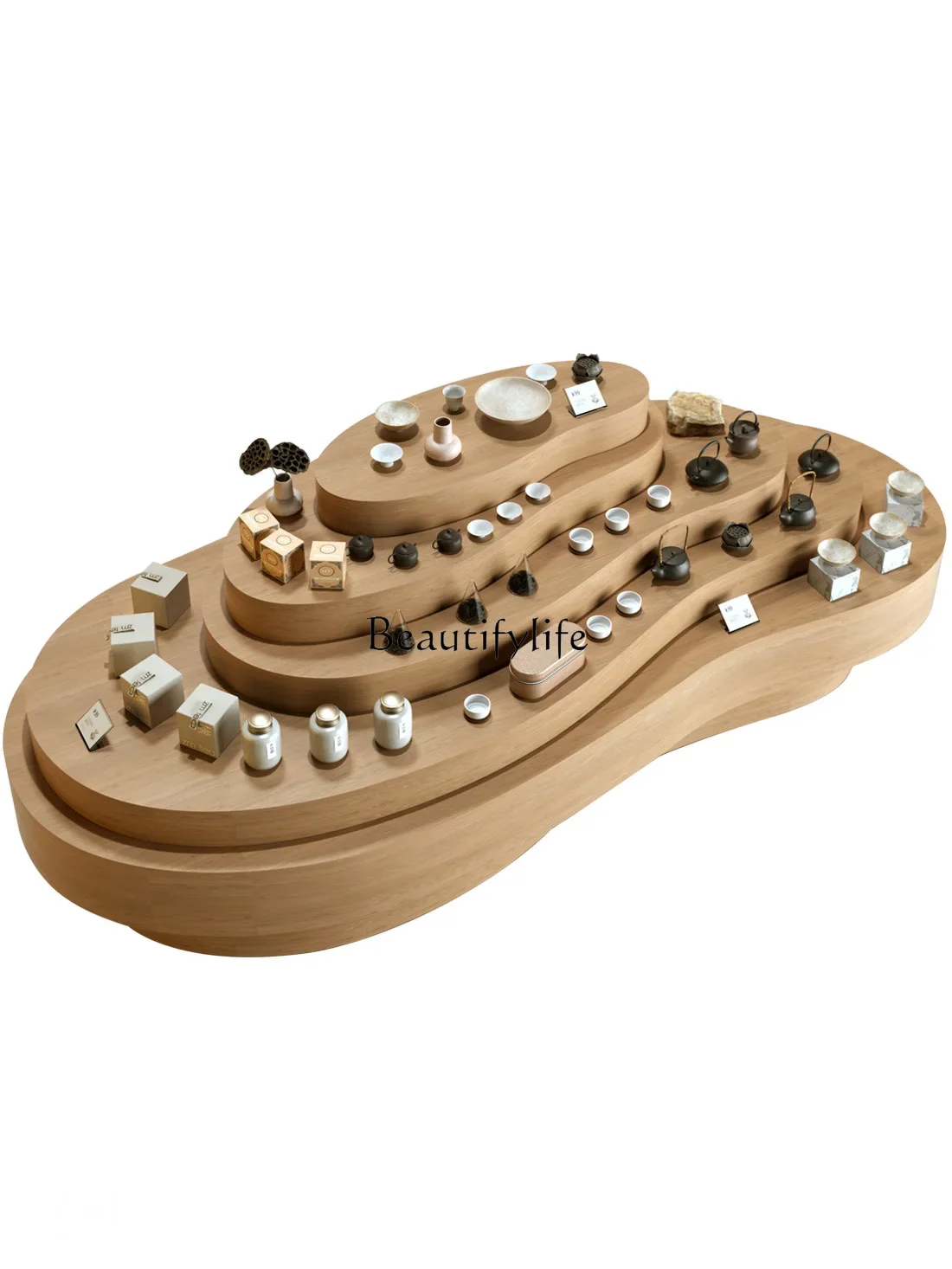 

PMulti-Layer Taiwan Special-Shaped Tea Ware Tangerine Peel Medicinal Dishes Display Cabinet Specialty Tourist Goods Showcase