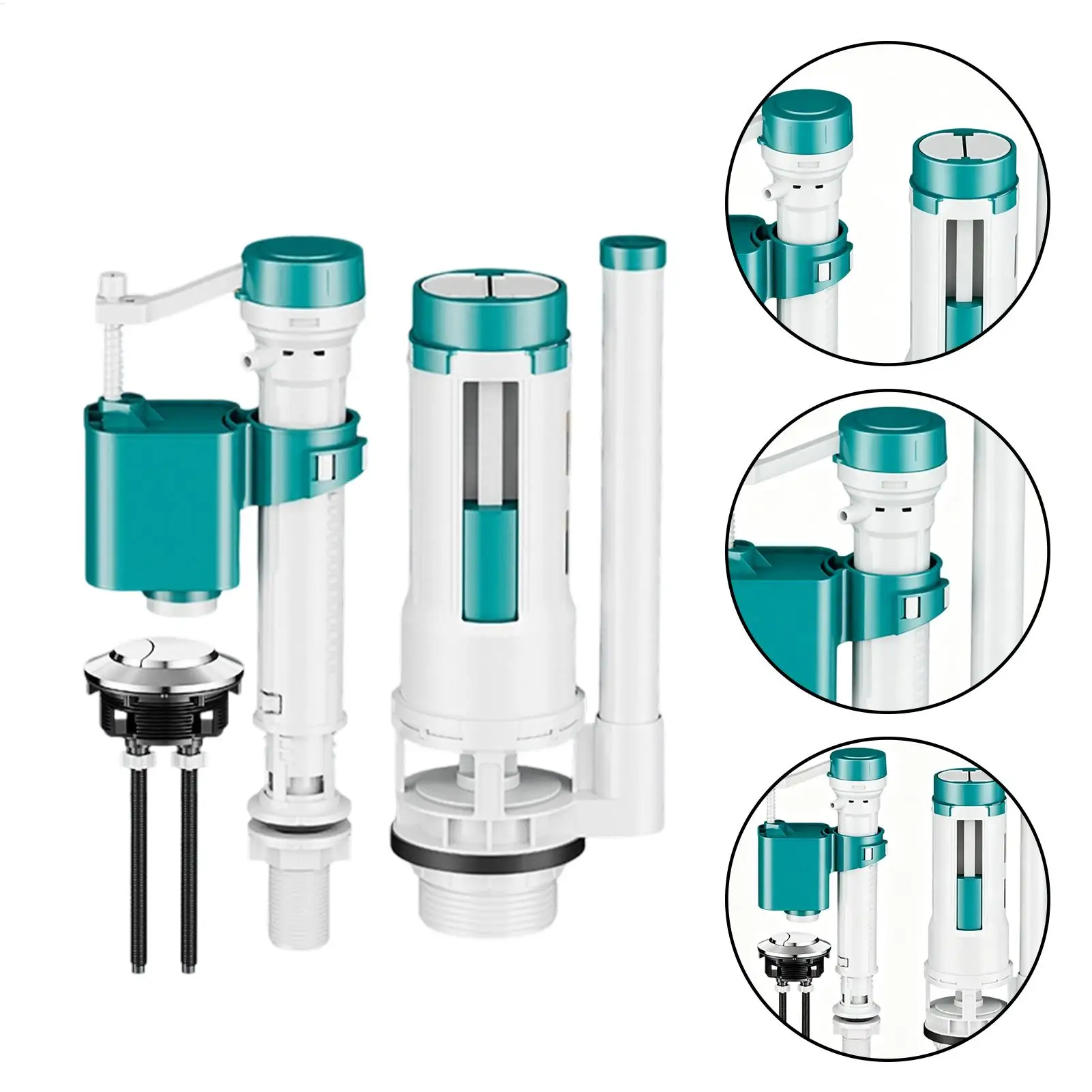 

Toilet Repair Kit Inside Tank Easy Adjustable Parts Set Water Installation Bathroom Washroom Home Universal Fill Valve Flapper