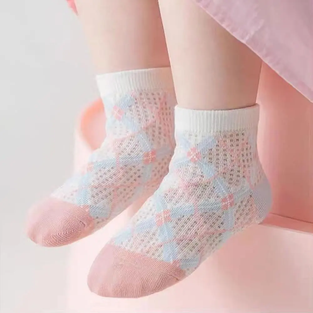 

5 pairs of children's socks spring and summer cotton girl socks children's baby socks mesh thin summer socks