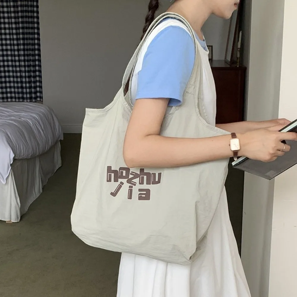 

Simple Casual Nylon Tote Bags Lightweight Large Capacity Letter Shoulder Bag Harajuku Shopping Commute Handbags Daily