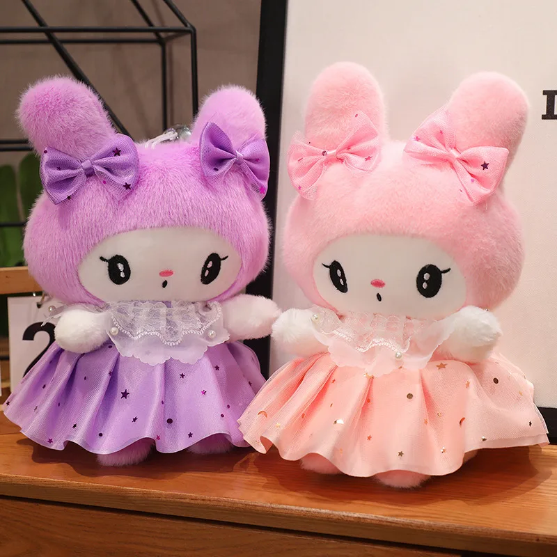 Sanrio Cute Kuromi My Melody Plushies Lolita Doll Stuffed Anime Japanese Style JK Skirt My Melody Plush Toy Xmas Gifts Girl Kids