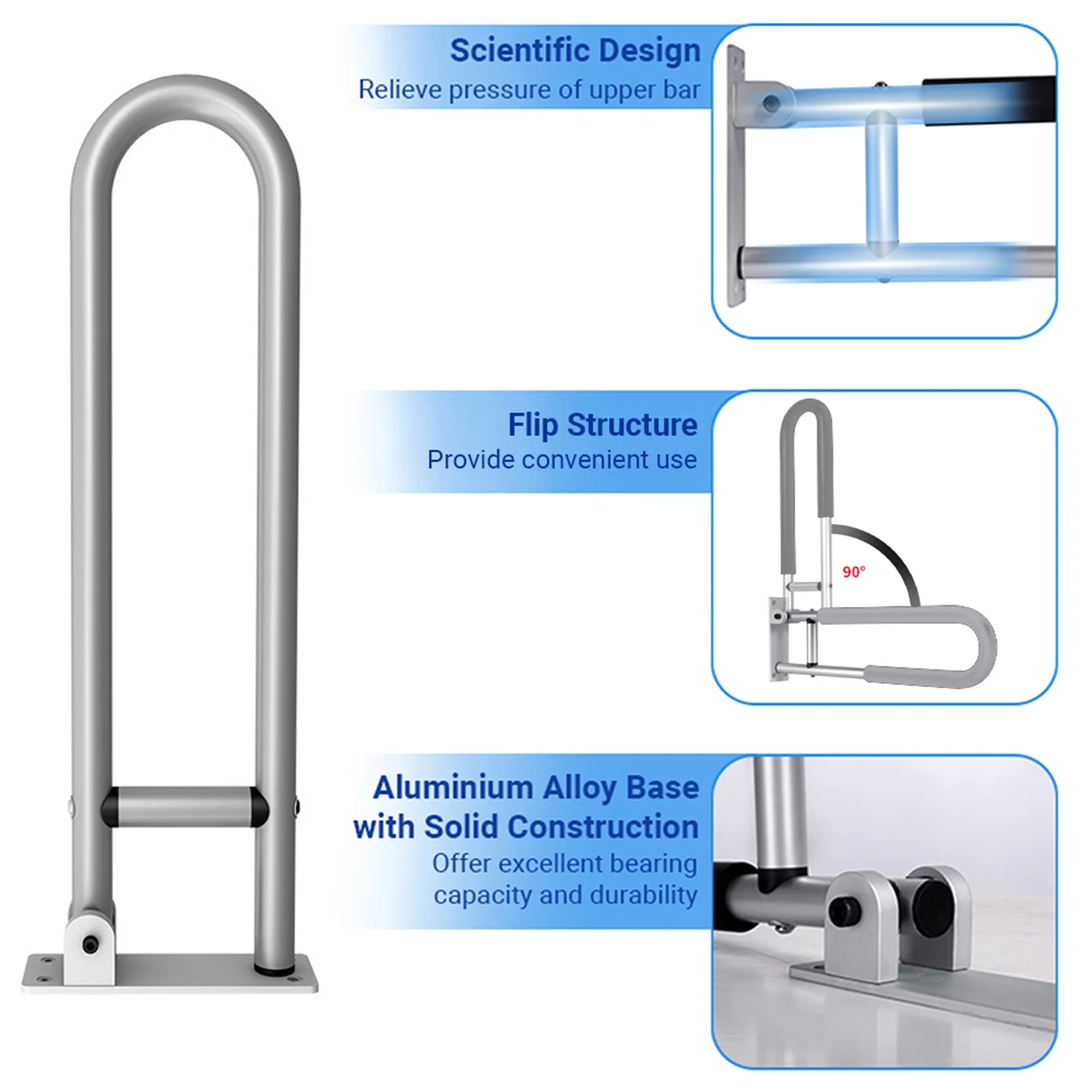 المرحاض درابزين الحمام سلامة بار اليد دعم السكك الحديدية المعاقين درابزين للطي سبيكة المرحاض الملحقات تثبيت مقبض الحمام #1